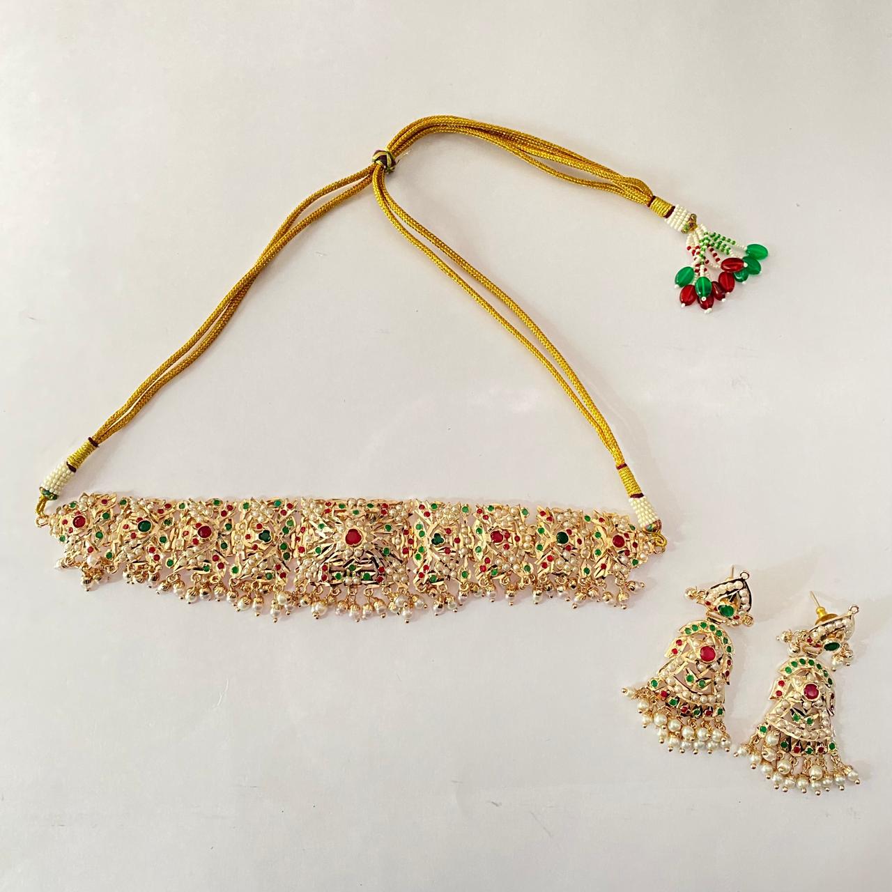 Gold Plated multi jadau choker set