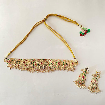 Gold Plated multi jadau choker set