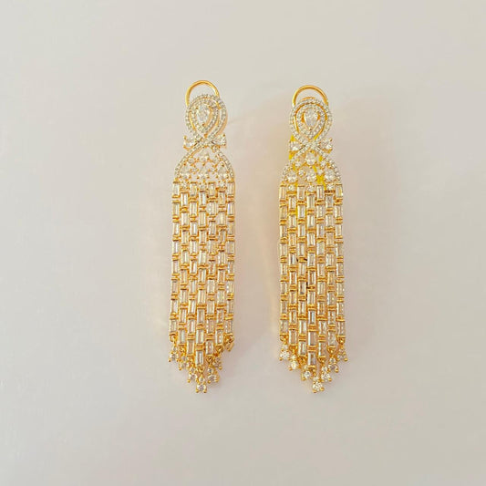 Diamond Gold plated classic stunning long Earring