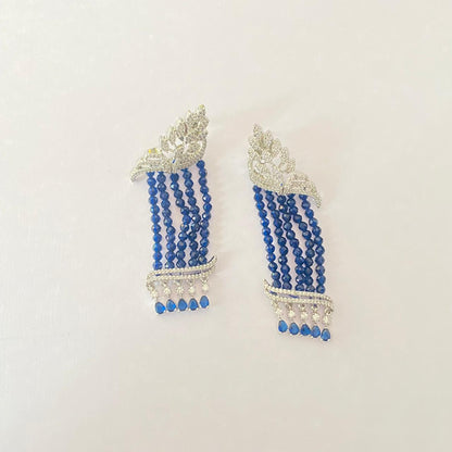 Diamond silver plated blue stone latest design Earring