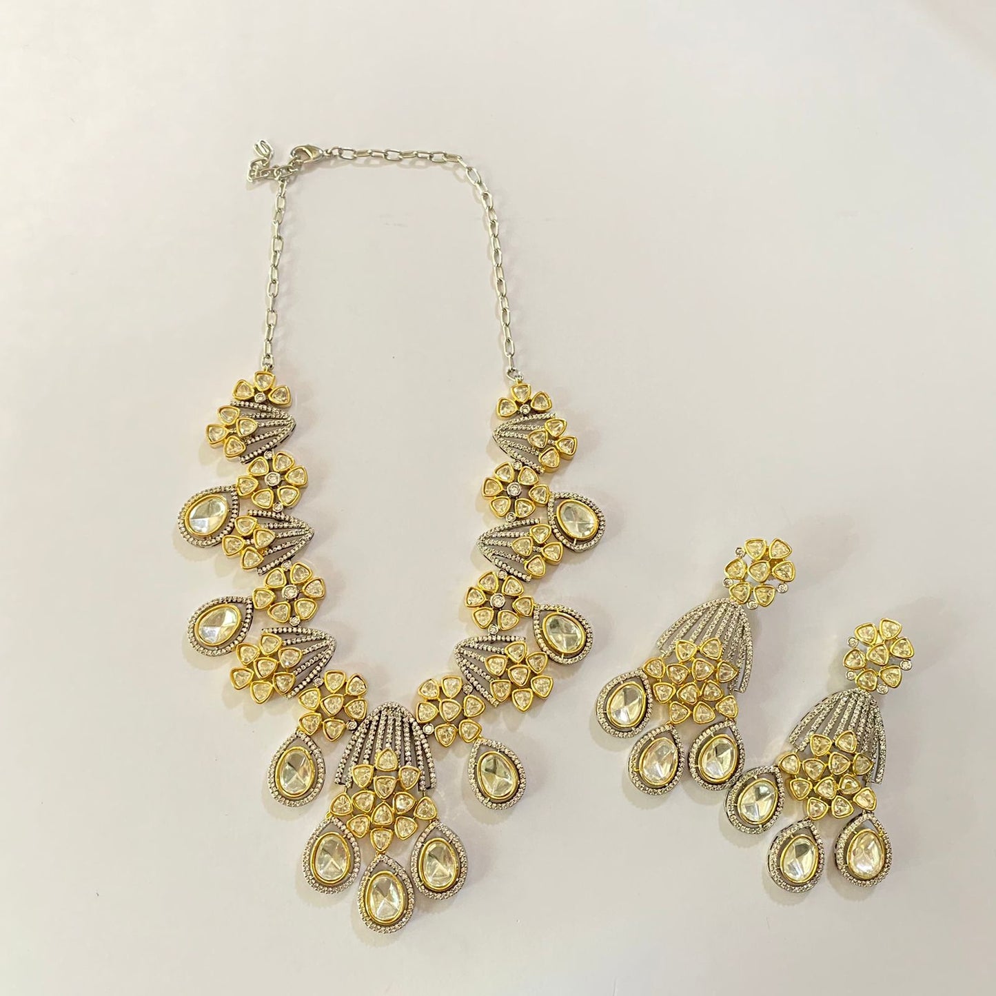 Moissanite Gold Plated Necklace Set