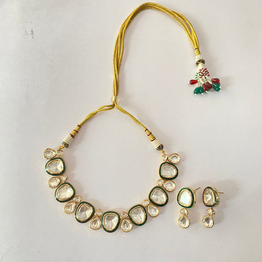 Gold Plated Polki Necklace Set