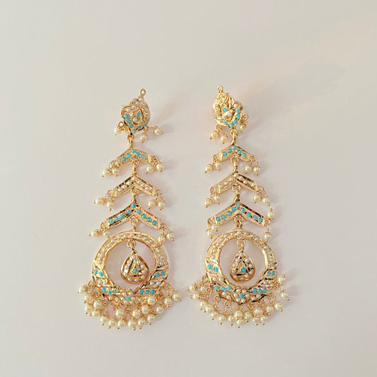 Firoza Long Jadau Earring