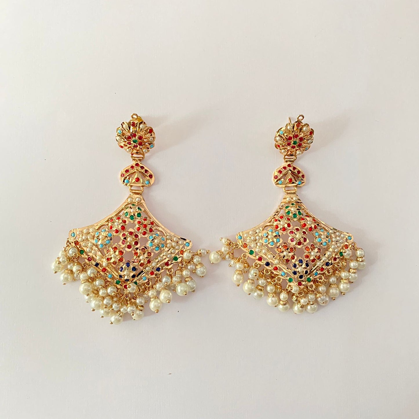 Multi Gold Plated Jadau Earring