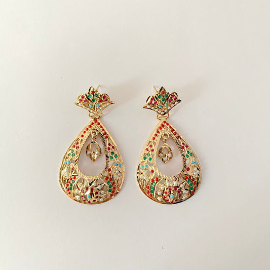 Multi Jadau Gold Plated Earring