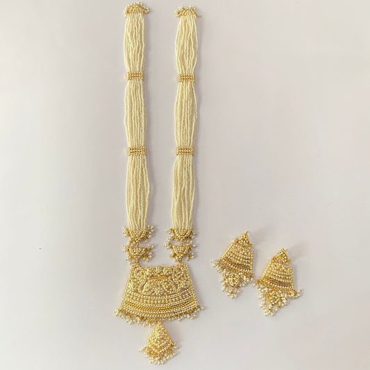 Gold Plated Pearl Jadau Long Rani Haar