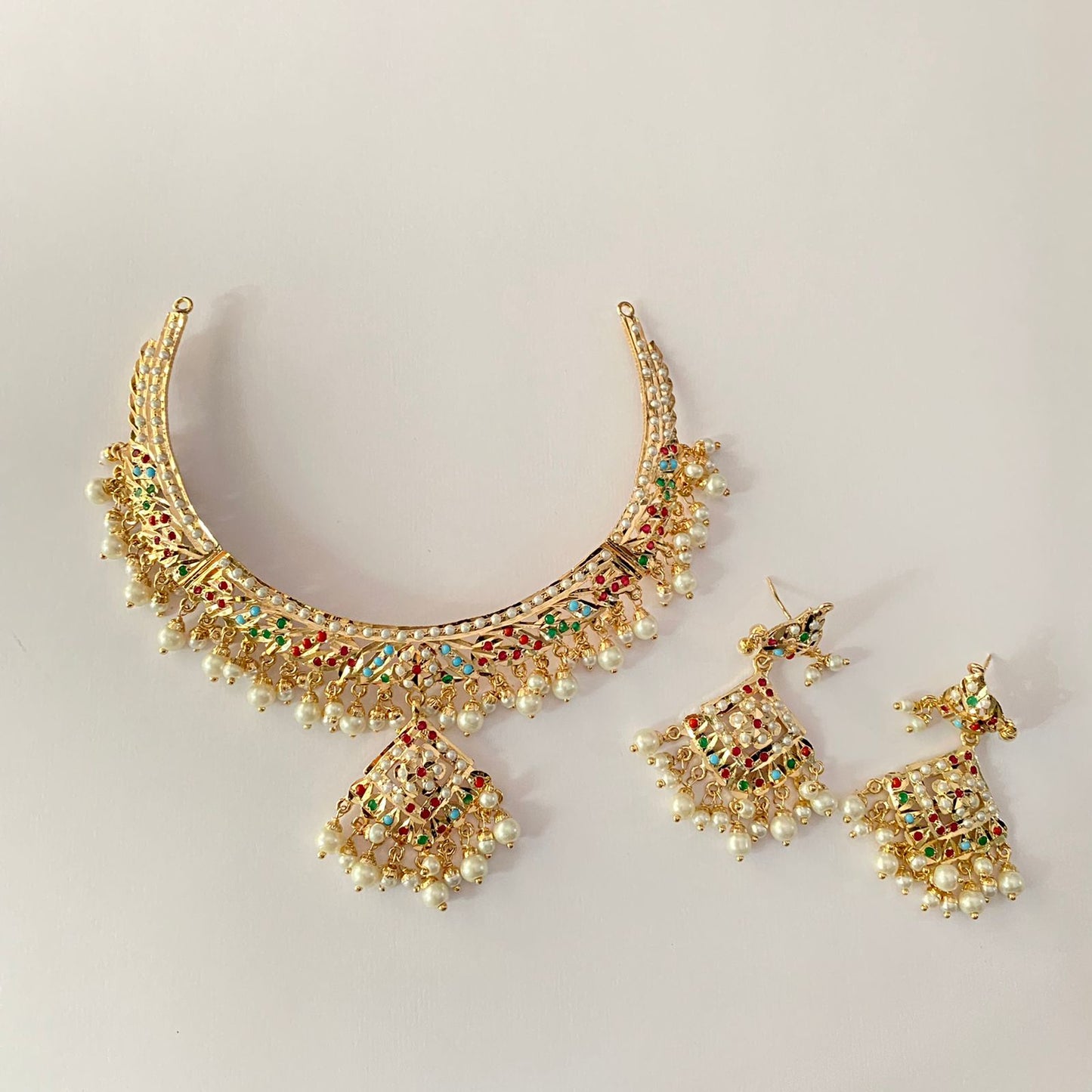 Multi Jadau Gold Plated Necklace Set