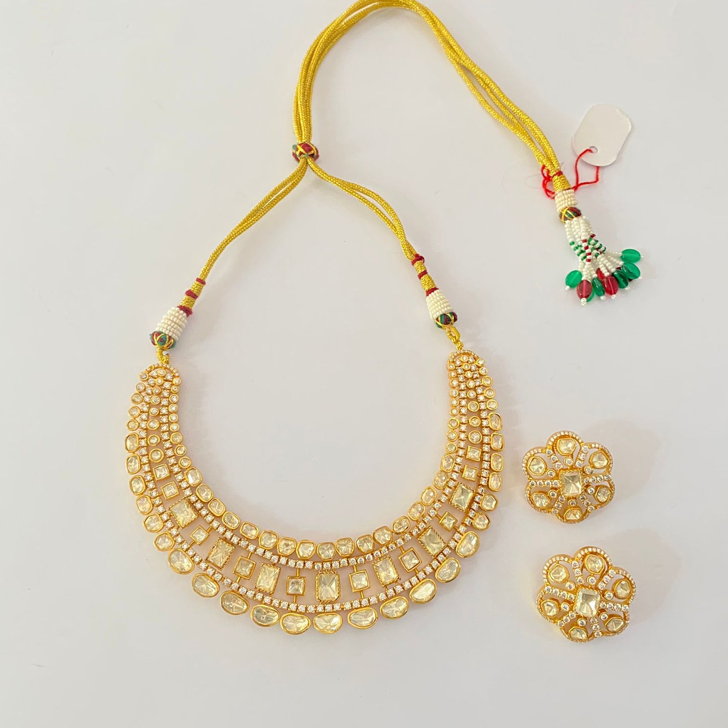 Gold Plated Moissanite Necklace Set