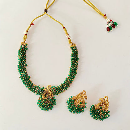 Green Gold Plated Necklace Set