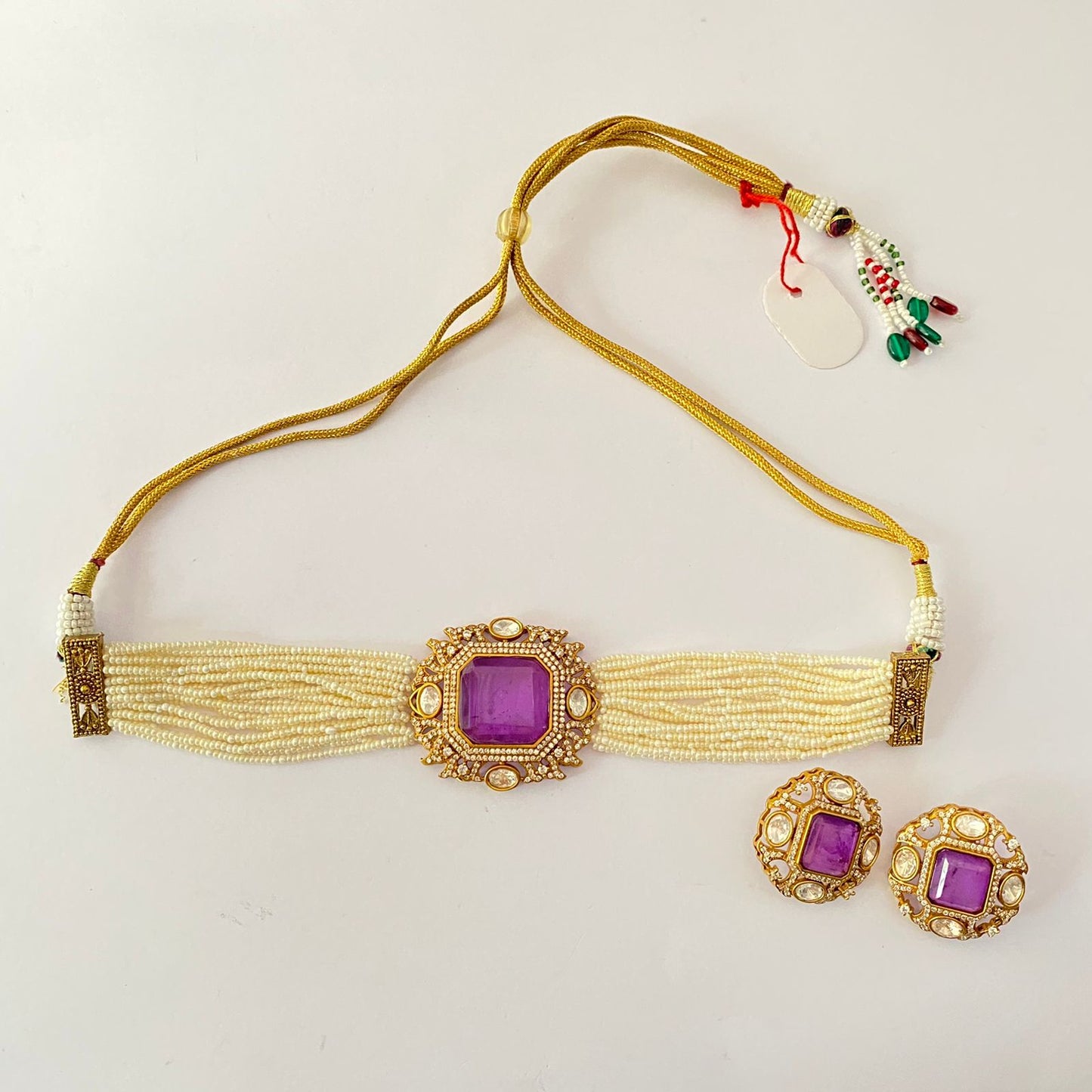 Gold Plated Purple Choker Set