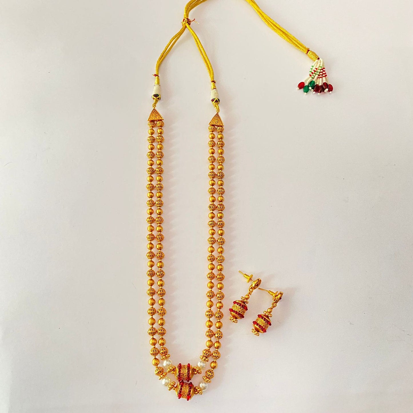 Double Line Matar Mala Gold Pated