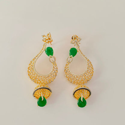 Gold Plated Green Diamond Earring