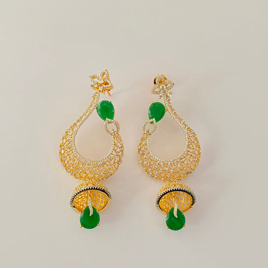 Gold Plated Green Diamond Earring