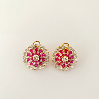 Ruby Gold Plated Stud With Back Clip