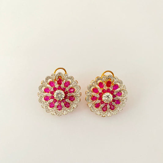 Ruby Gold Plated Stud With Back Clip