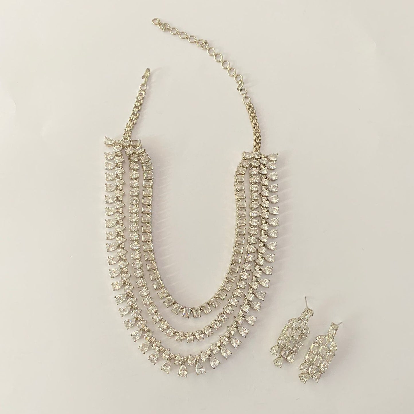 Three Line Diamond Necklace Set