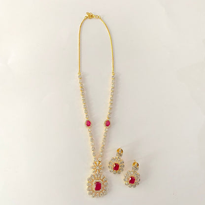 Gold Plated Ruby Diamond Necklace Set