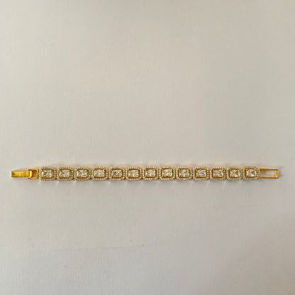 Gold Plated Square Shape Tennis Bracelet