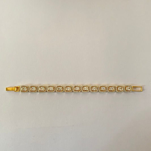 Gold Plated Square Shape Tennis Bracelet
