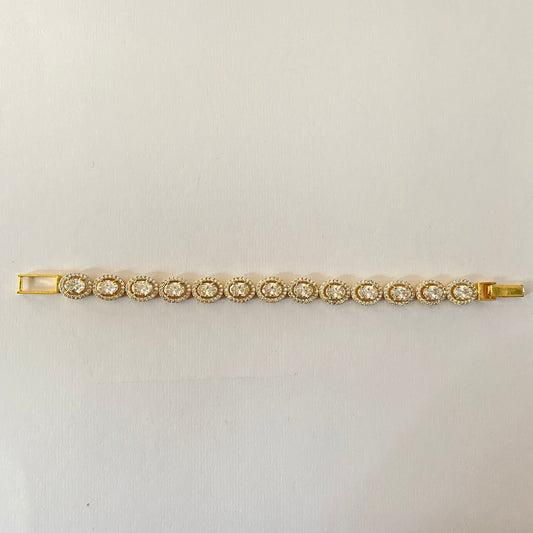 Oval Shape Gold Plated Tennis Bracelet