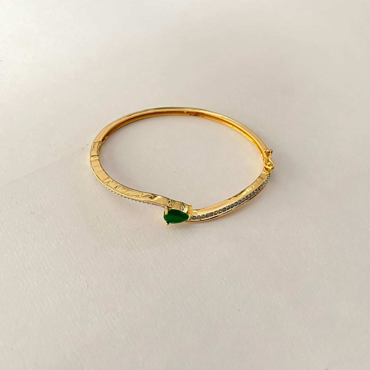 Gold Plated Single Green Stone Bracelet