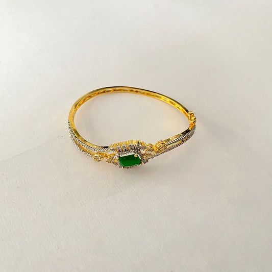 Green Single Stone Gold Plated Bracelet