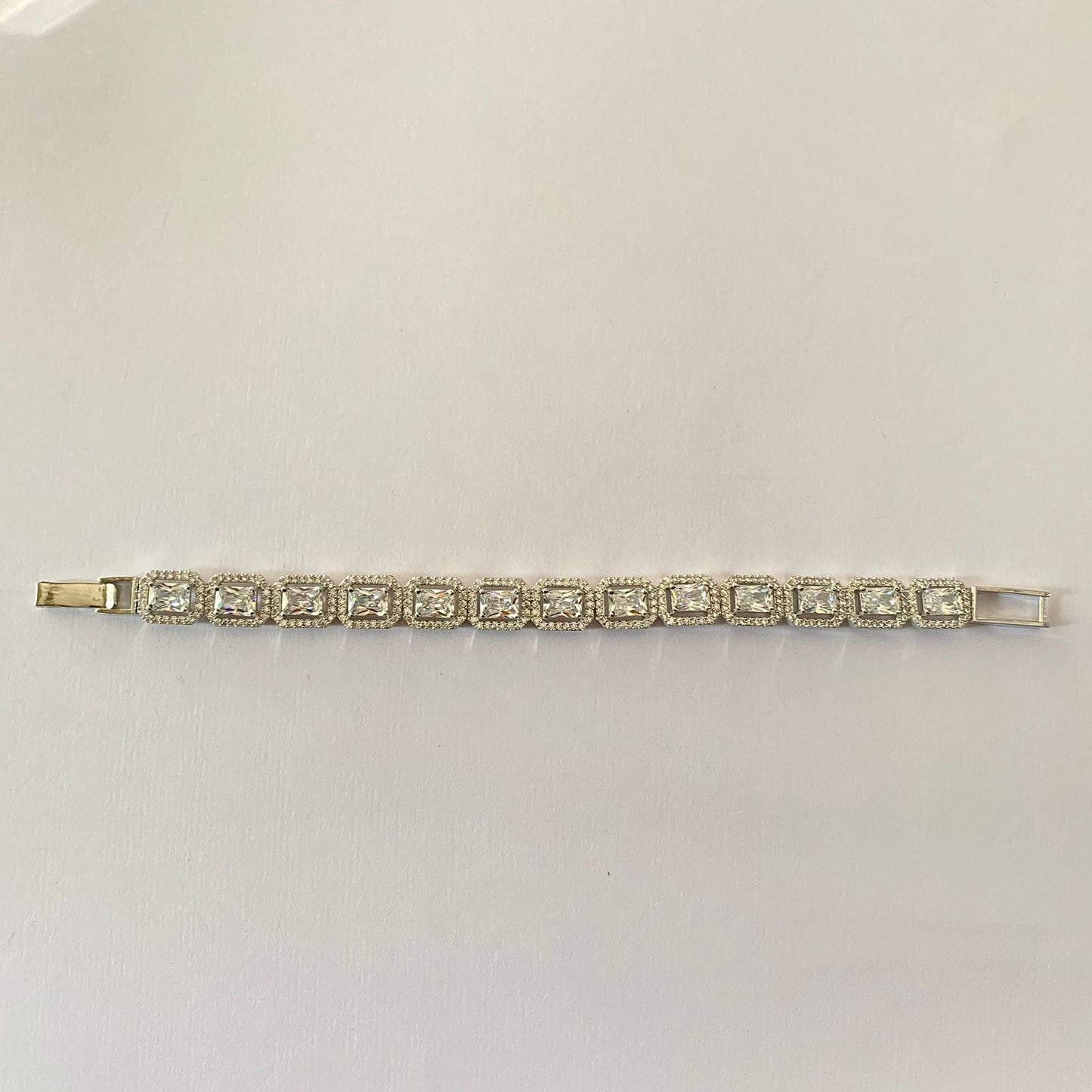 Silver Plated Square Shape Tennis Bracelet