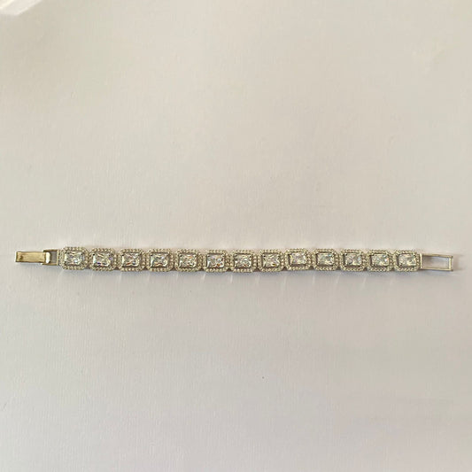 Silver Plated Square Shape Tennis Bracelet