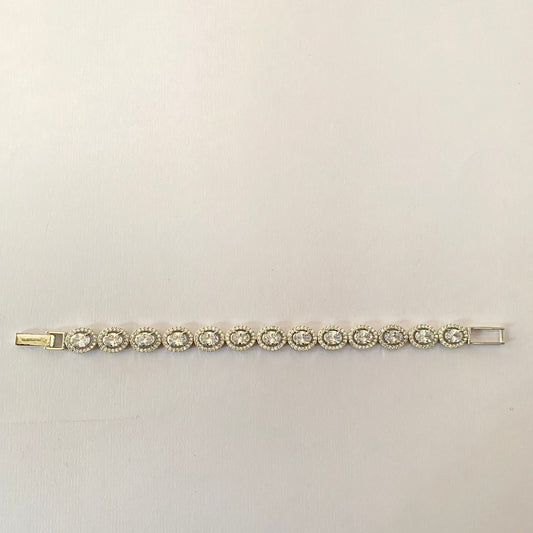 Silver Plated Oval Shape Tennis Bracelet