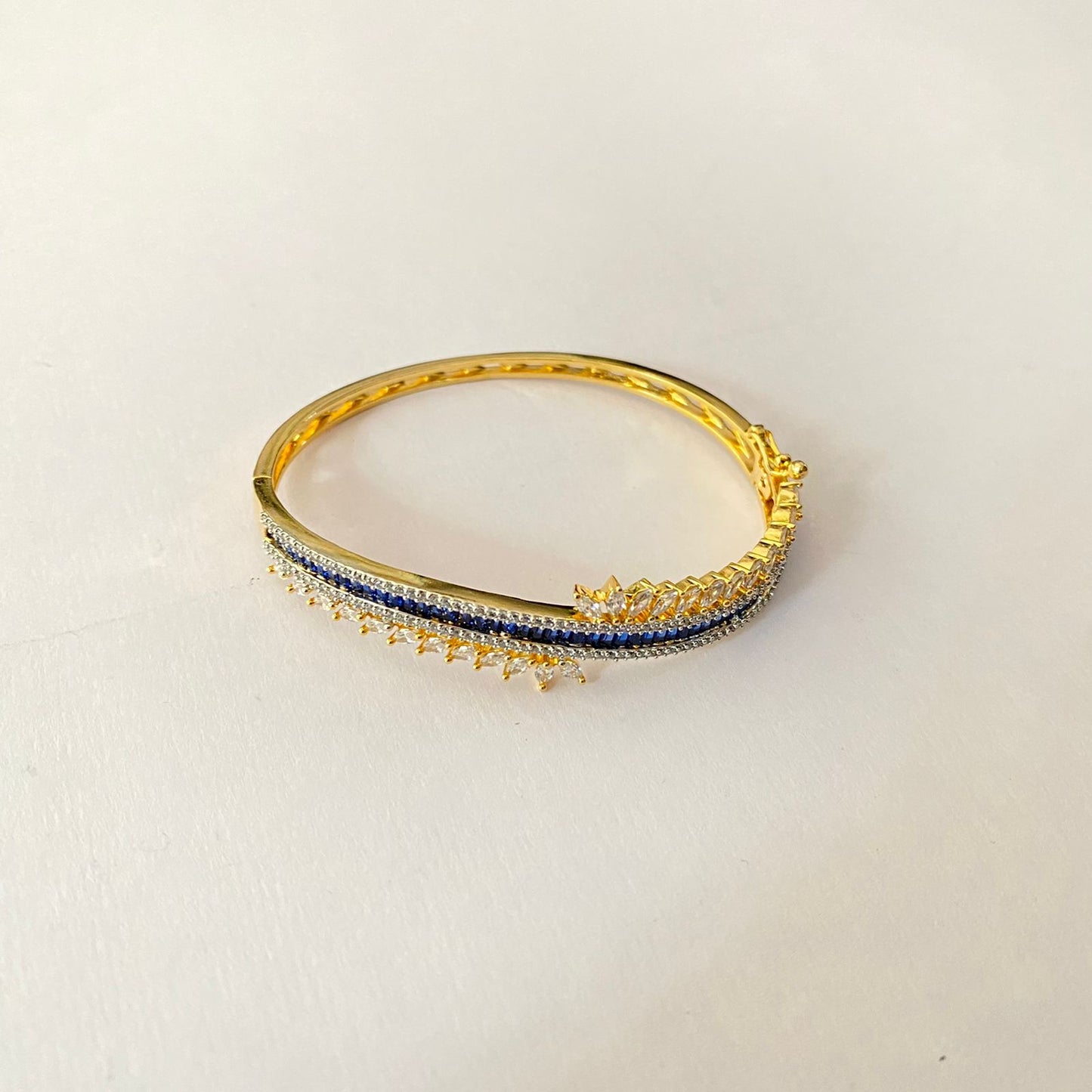 Blue Diamond Gold Plated Sleek Bracelet