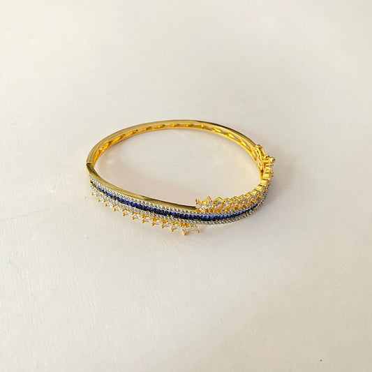 Blue Diamond Gold Plated Sleek Bracelet