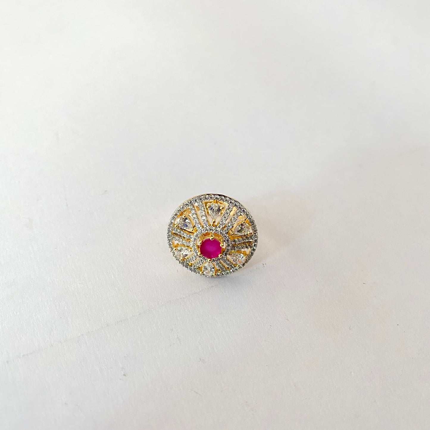 Ruby Gold Plated Diamond Ring