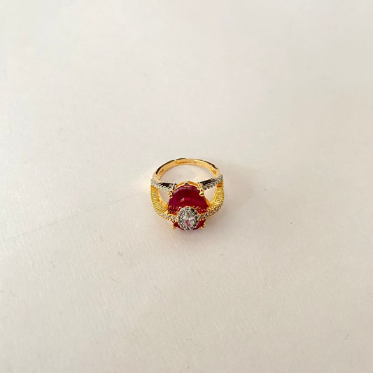Gold Plated Ruby Stone Ring