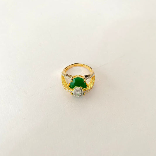 Gold Plated Green Stone Ring