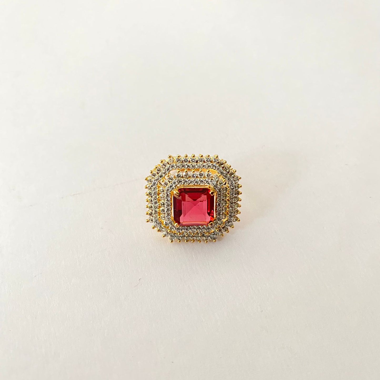 Red Stone Gold Plated Ring