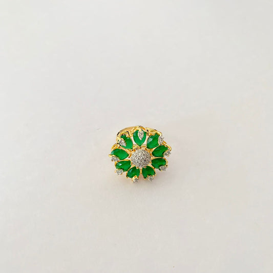 Gold Plated Green Diamond Ring