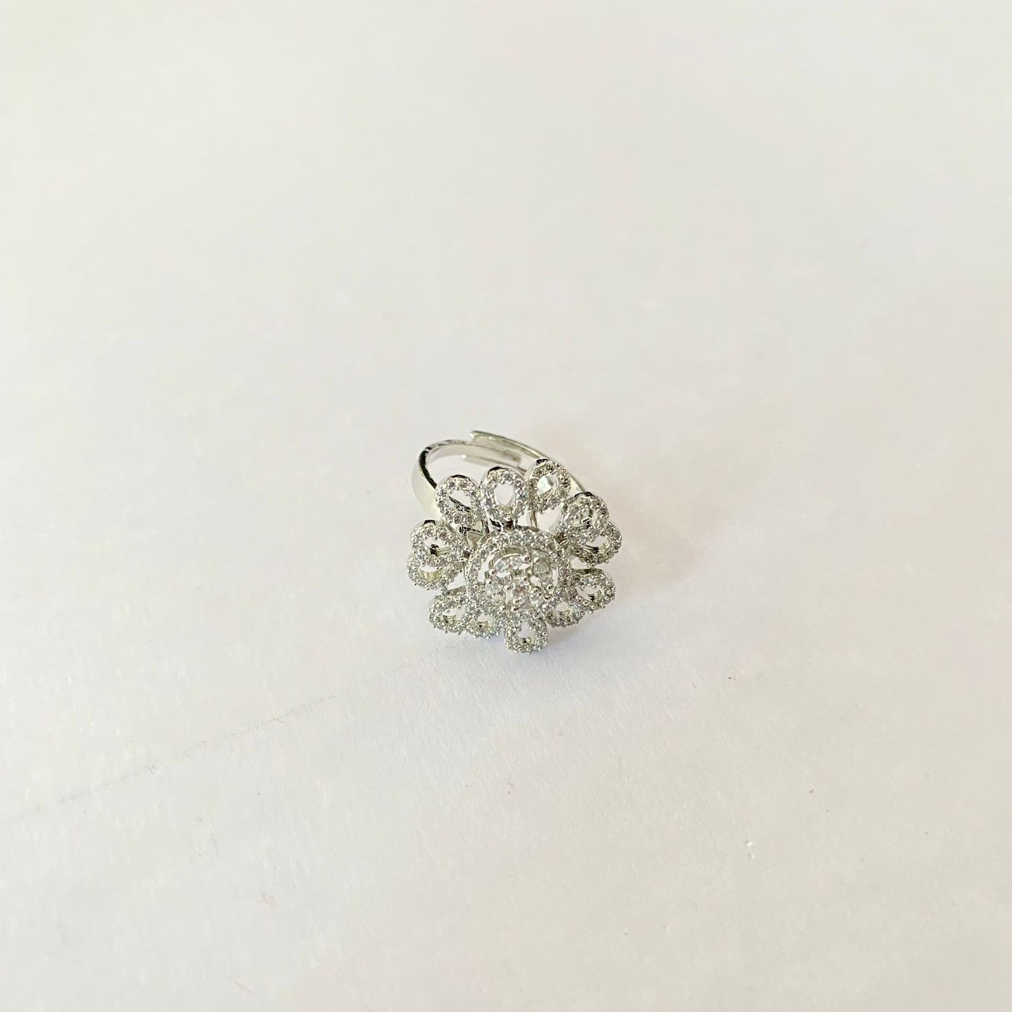 Flower Design Silver Plated Ring