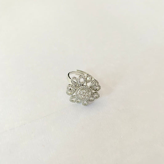 Flower Design Silver Plated Ring
