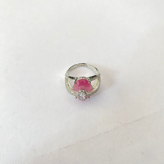 Silver Plated Pink Diamond Ring