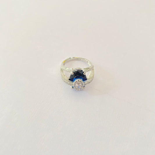 Silver Plated Blue Diamond Ring