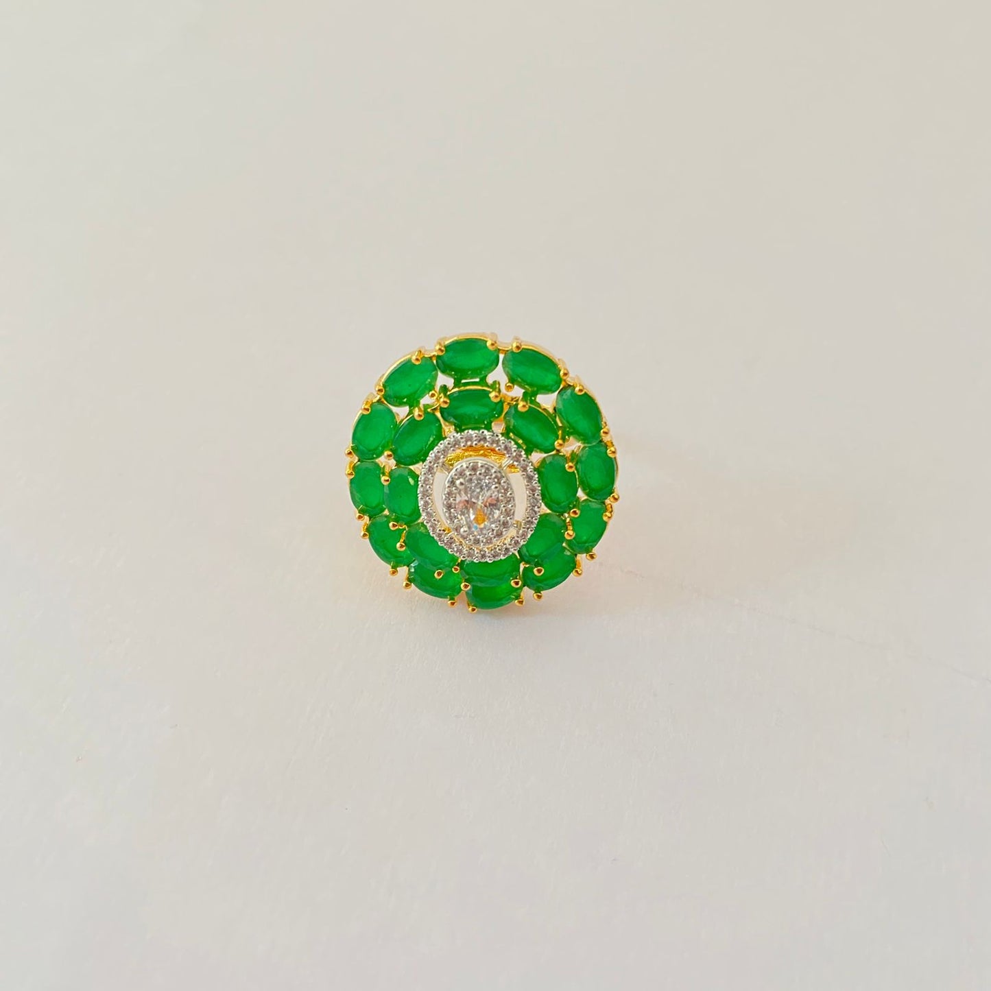 Gold Plated Green Diamond Ring