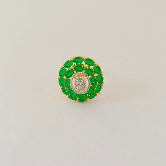 Gold Plated Green Diamond Ring