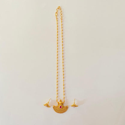 Antique Gold Plated with Ruby Pendant Set