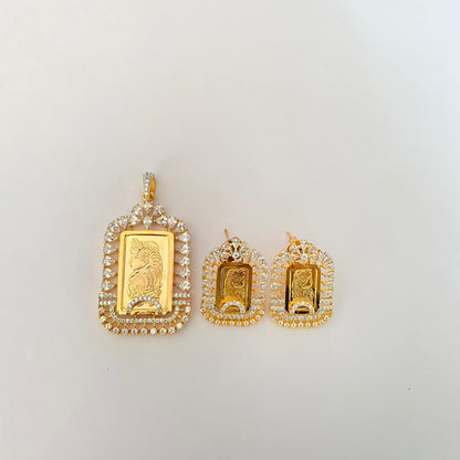Diamond Gini Gold Plated Pendant Set