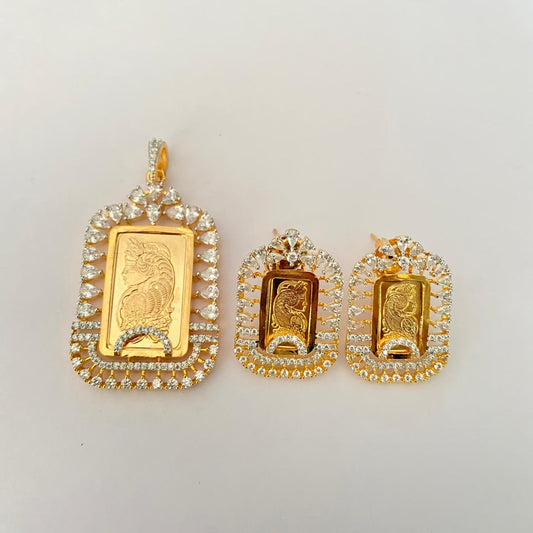 Diamond Gini Gold Plated Pendant Set