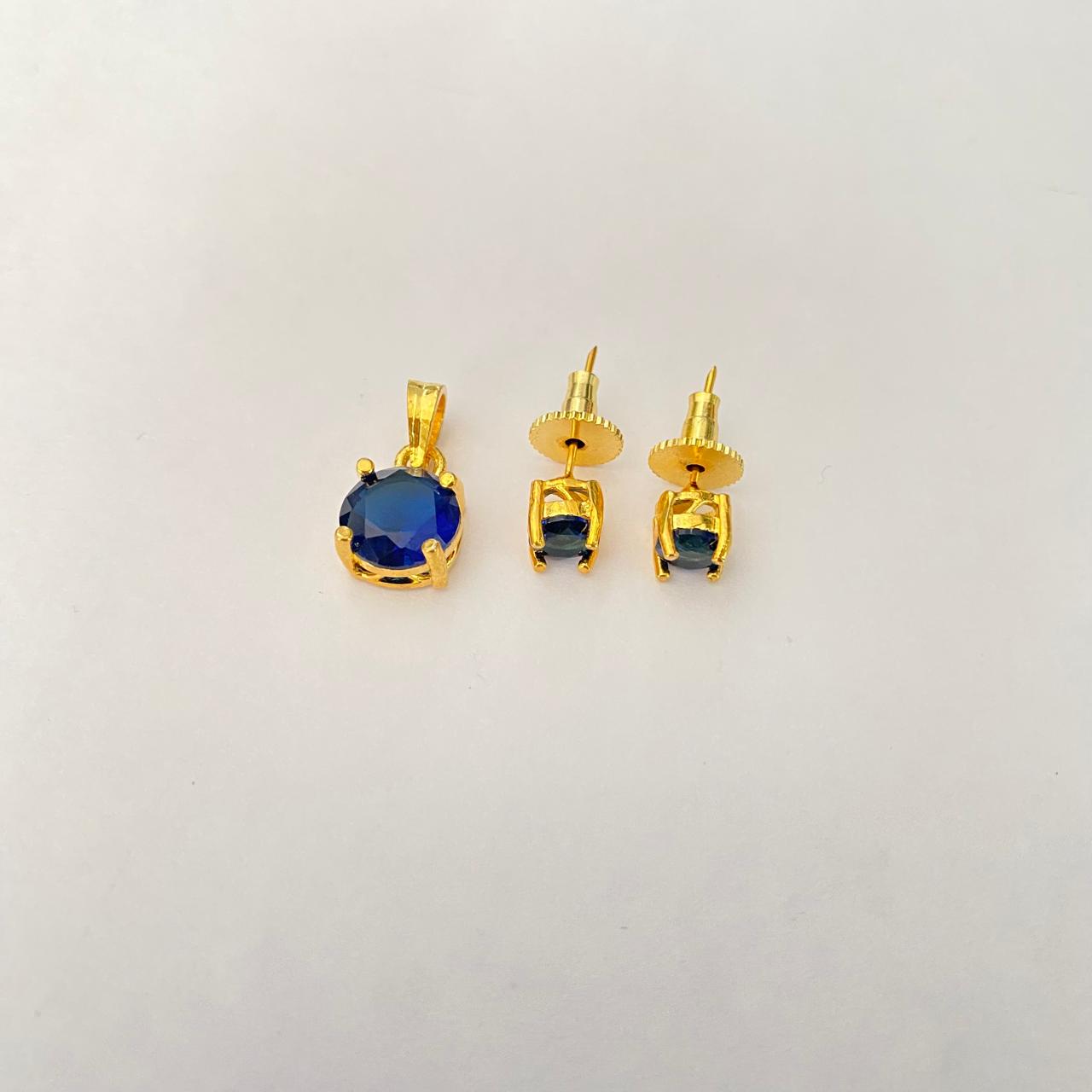 Blue gold plated Pendant set