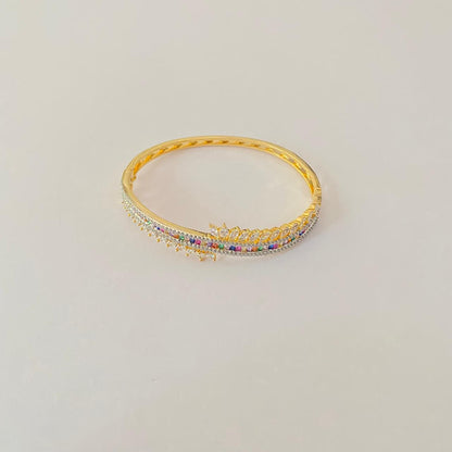 multi Diamond Gold Plated sleek openable Bracelet