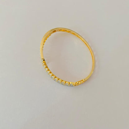 multi Diamond Gold Plated sleek openable Bracelet