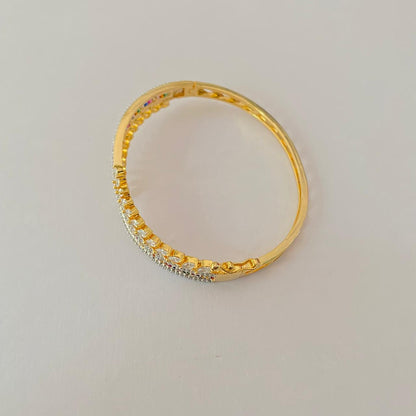 multi Diamond Gold Plated sleek openable Bracelet