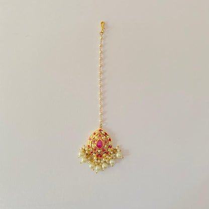 Jadau Mangtika with Ruby Stone and Pearl